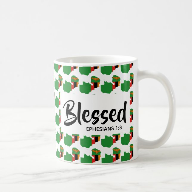 ZAMBIA FLAGGA Epheyers Scripture Christian Blsed Kaffemugg (Höger)