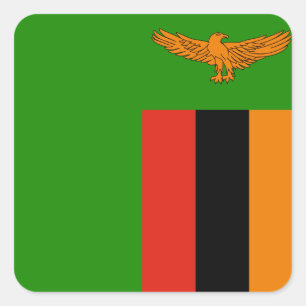 Zambia Flagga Fyrkantigt Klistermärke