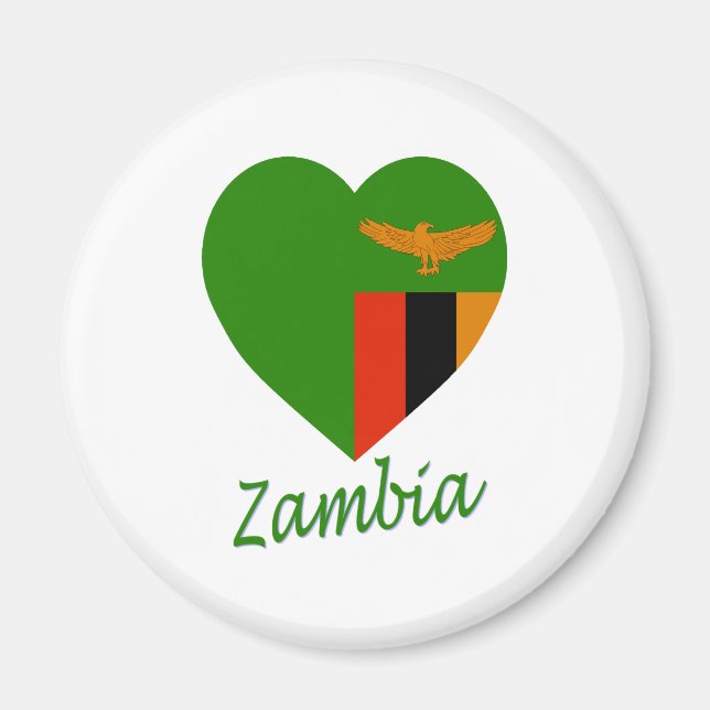 Zambia Flagga Heart Magnet (Framsidan)