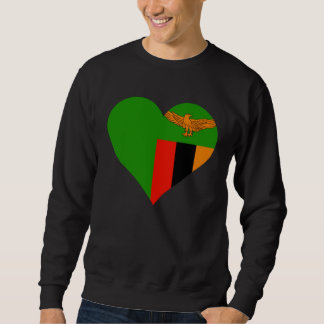 Zambia Flagga Hjärta Zambia  Kärlek Zambia Lång Ärmad Tröja