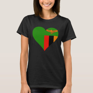 Zambia Flagga Hjärta Zambia  Kärlek Zambia T Shirt