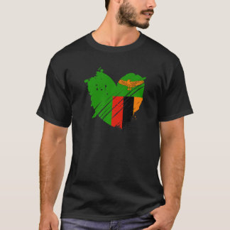 Zambia Flagga I kärlek Zambia Det finns i mitt DNA T Shirt