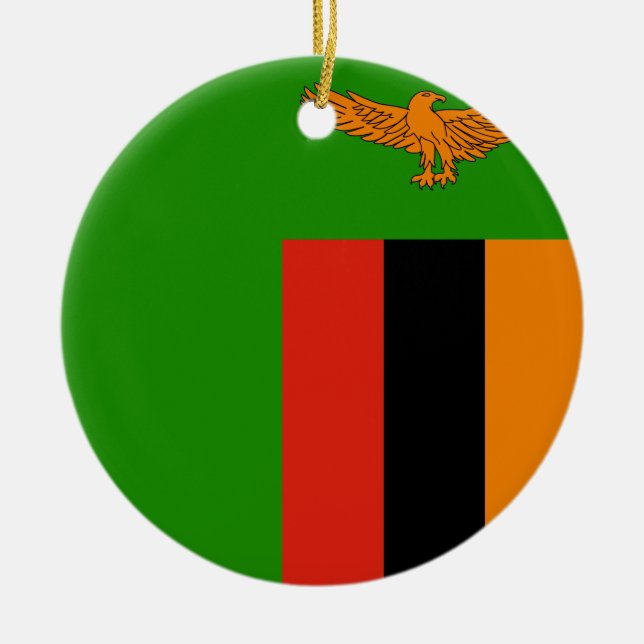 Zambia Flagga Julgransprydnad Keramik (Framsidan)