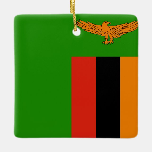 Zambia Flagga Julgransprydnad Keramik (Framsida)
