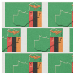ZAMBIA FLAGGA Karta kontur Tyg