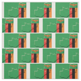 ZAMBIA FLAGGA Karta kontur Tyg
