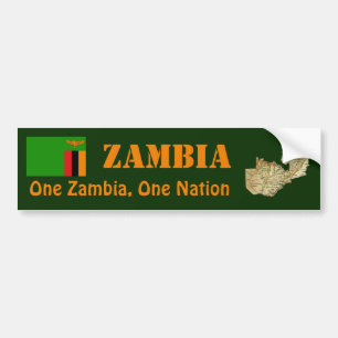 Zambia flagga + Kartabildekal Bildekal