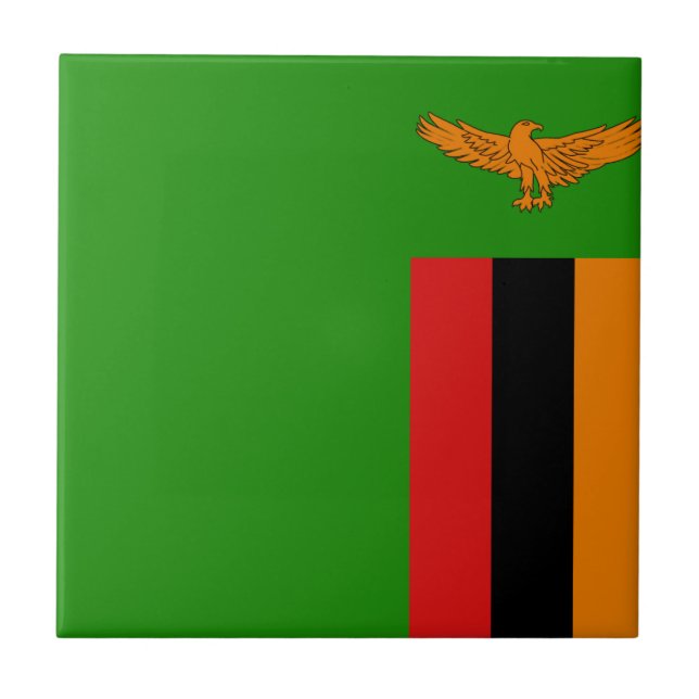 Zambia Flagga Keramisk Platta Kakelplatta (Framsidan)