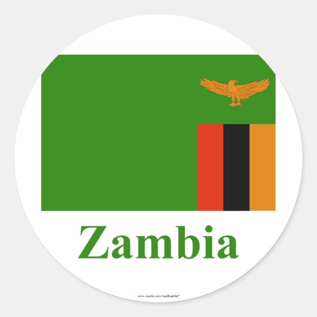 Zambia Flagga med Namn Runt Klistermärke (Framsida)