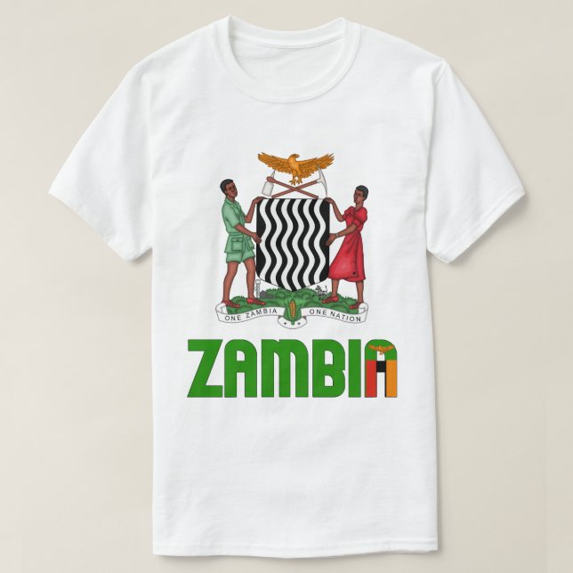 Zambia Flagga och Jacka av Arm Patriotic T Shirt (Design framsida)