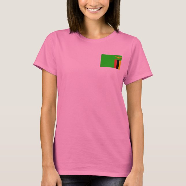 Zambia Flagga och Karta dk T-Shirt (Framsida)
