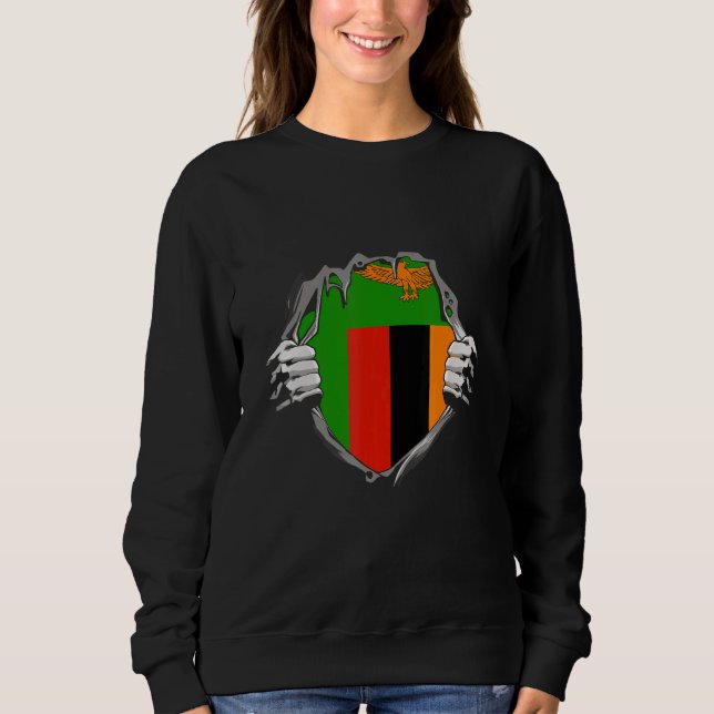 Zambia flagga t shirt (Framsida)
