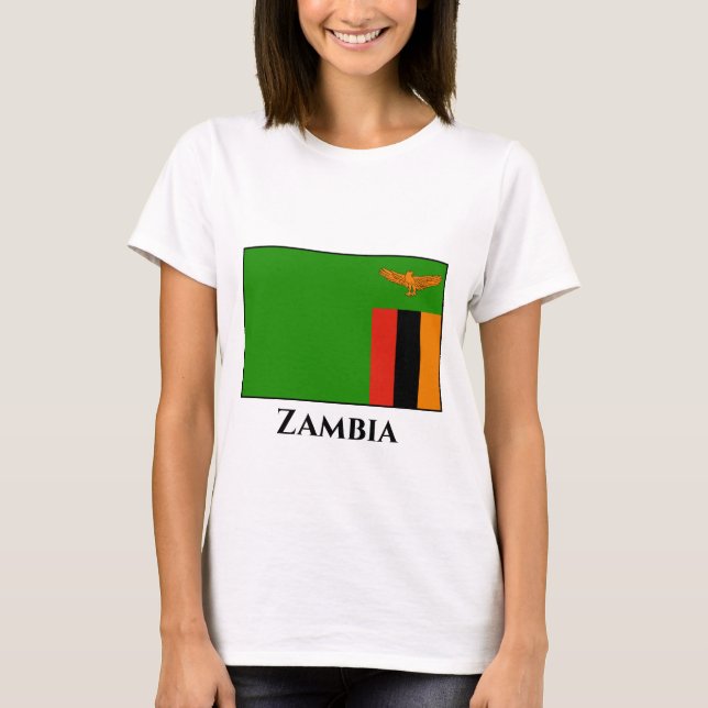 Zambia Flagga T Shirt (Framsida)