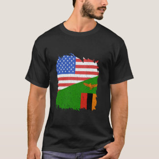 Zambia Flagga Zambisk Stolthet USA Amerika Vintage T Shirt