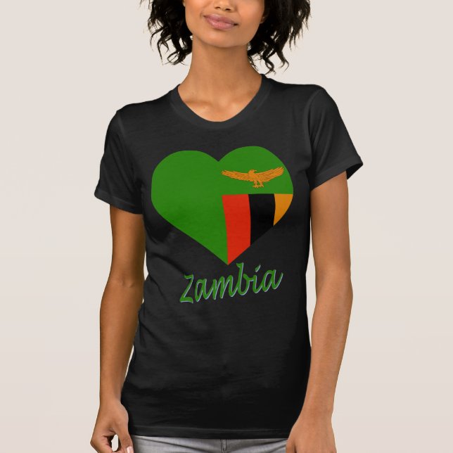Zambia flaggahjärta t-shirt (Framsida)