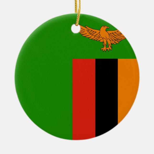 Zambia flaggaprydnad julgransprydnad keramik (Framsidan)