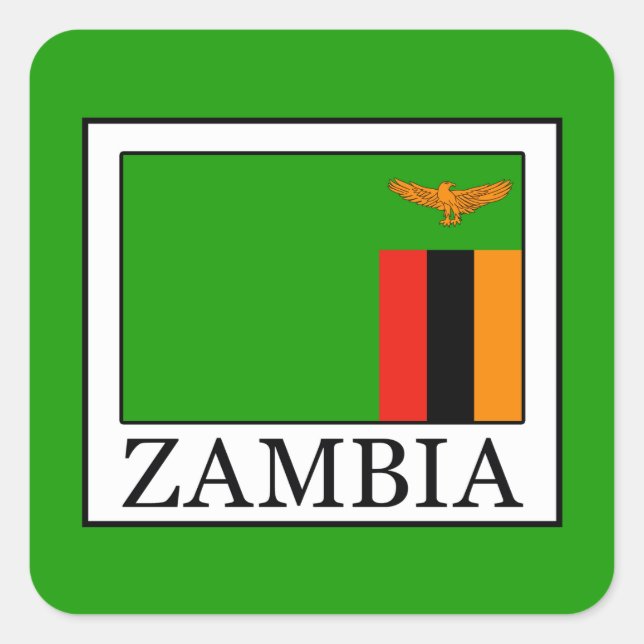 Zambia Fyrkantigt Klistermärke (Framsida)