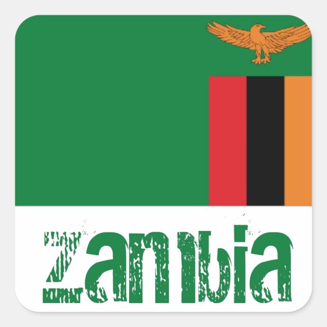 Zambia Fyrkantigt Klistermärke (Framsida)