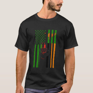 Zambia Handfist USA Amerika Zambian Flagga Zambian T Shirt
