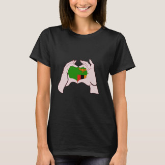 Zambia Handsign Heart Zambian Flag Zambian Pride T Shirt
