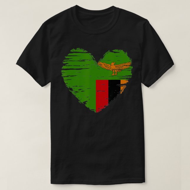 Zambia Heart Zambian Flagga Zambian-presentidé T Shirt (Design framsida)