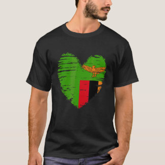 Zambia Heart Zambian Flagga Zambian-Pridet T Shirt