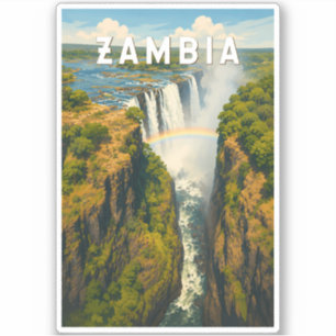 Zambia Illustration Resa Konst Vintage Klistermärken