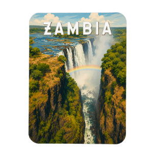 Zambia Illustration Resa Konst Vintage Magnet