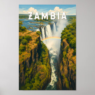 Zambia Illustration Resa Konst Vintage Poster