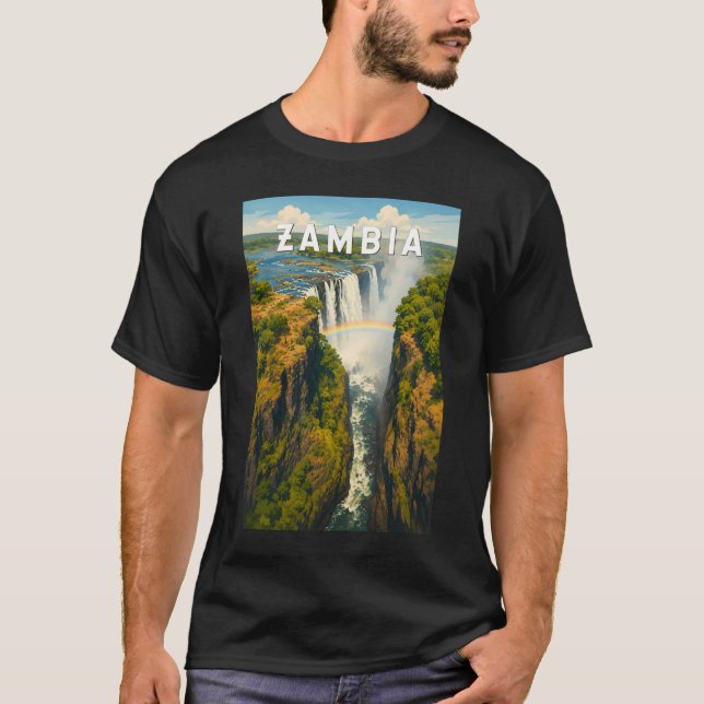 Zambia Illustration Resa Konst Vintage T Shirt (Framsida)