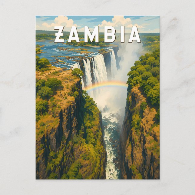 Zambia Illustration Resa Konst Vintage Vykort (Framsida)
