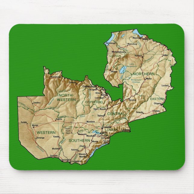 Zambia karta Mousepad Musmatta (Framsidan)