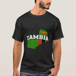 Zambia Karta och Flagga Souvenir Zambian T Shirt