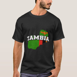 Zambia Karta och Flagga Souvenir Zambian T Shirt