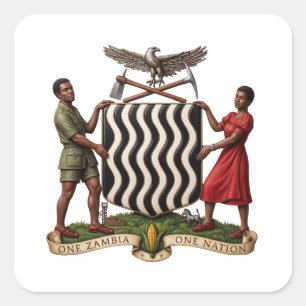 Zambia landsköld vapen flagga symbol emblem fyrkantigt klistermärke