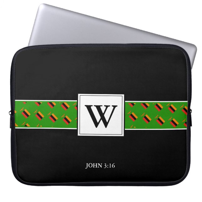ZAMBIA Monogram Christian Bible Laptop Fodral (Framsidan)
