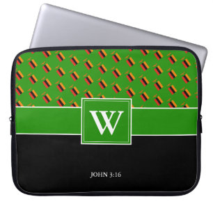 ZAMBIA Monogram Christian JOHN 3:16 GRÖNT bärbar d Laptop Fodral