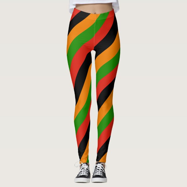 Zambia National Flagga Diagonal Stripe Leggings (Framsida)