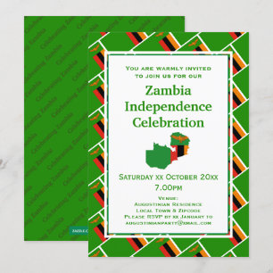 ZAMBIA OBEROENDE FIRANDE Zambian Flagga Inbjudningar