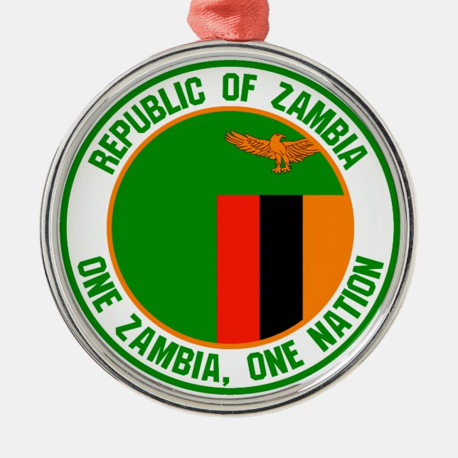 Zambia Round Emblem Julgransprydnad Metall (Framsidan)