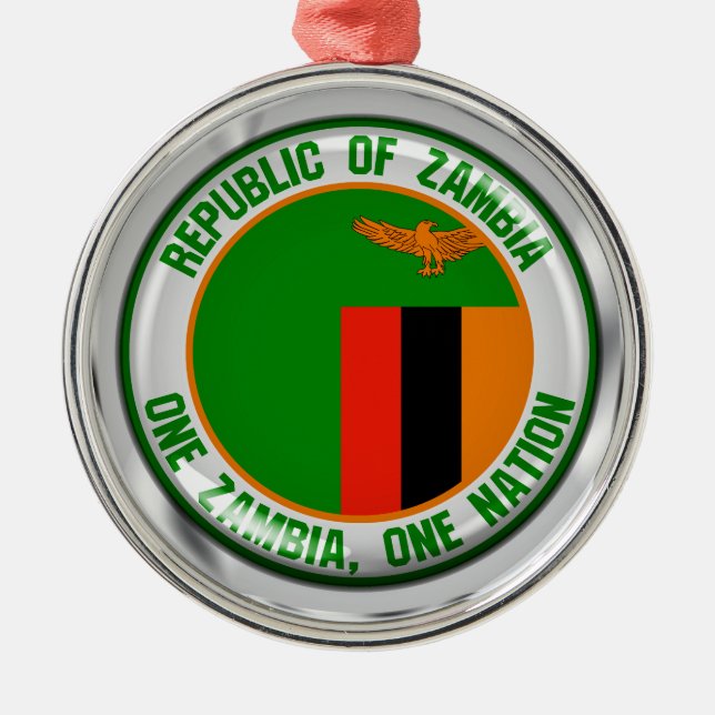 Zambia Round Emblem Julgransprydnad Metall (Framsidan)