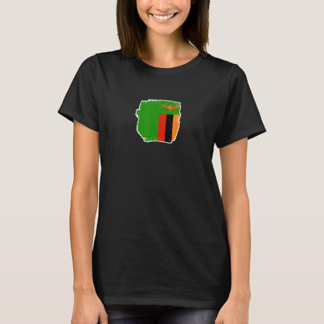 Zambia Stolt zambisk flagga 2 T Shirt (Framsida)