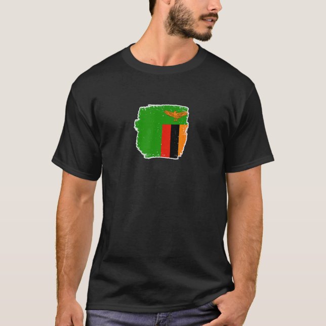 Zambia Stolt zambisk flagga 2 T Shirt (Framsida)