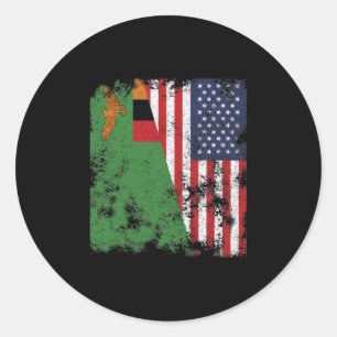 Zambia USA flagga - Halva Amerika Runt Klistermärke