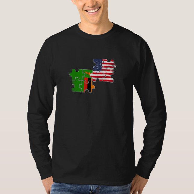 Zambia USA Zambian American Flag T Shirt (Framsida)