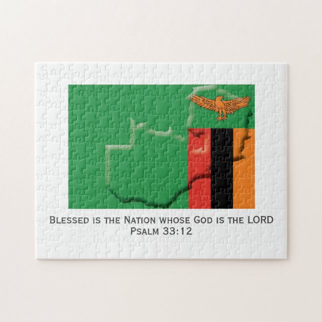 ZAMBIA | Välsignad Nation | ZAMBISK FLAGGA Pussel (Horisontell)