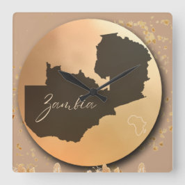 Zambia x-Afrika Fyrkantig Klocka