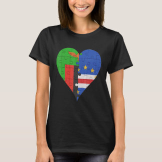 Zambian Cape Verdean Flagga Heart T Shirt