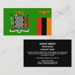 Zambian Flagga & Jacka av Arm, Zambias Flagga Visitkort