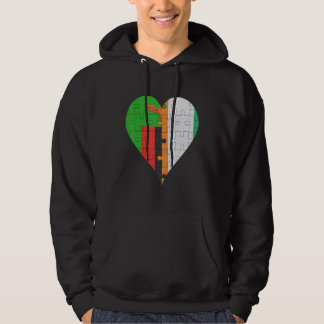 Zambian Ivorian Flagga Heart Hoodie